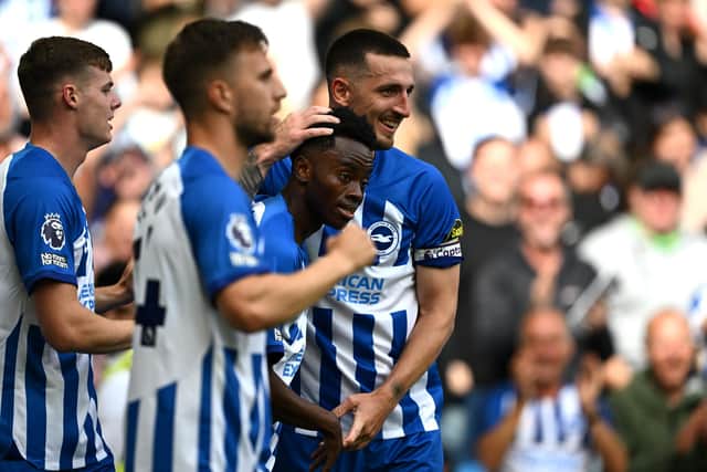 Lewis Dunk was encouraged by the performance of Brighton’s debutants during the 4-1 win over Luton Town – and feels the club will be fine without Alexis Mac Allister and Moises Caicedo (Photo by Mike Hewitt/Getty Images)